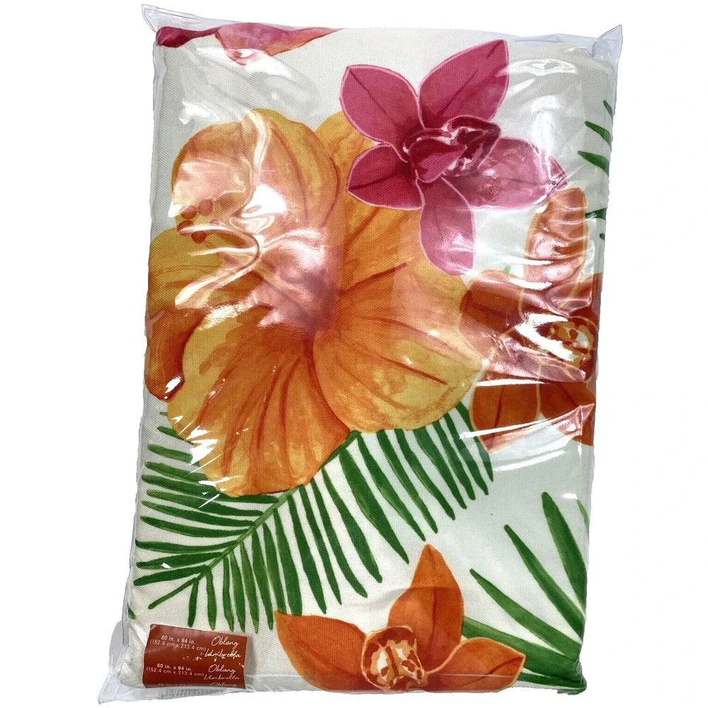 Tablecloth Tropical 60x84 Umbrella Indoor Outdoor Polyester Washable by Sonoma
